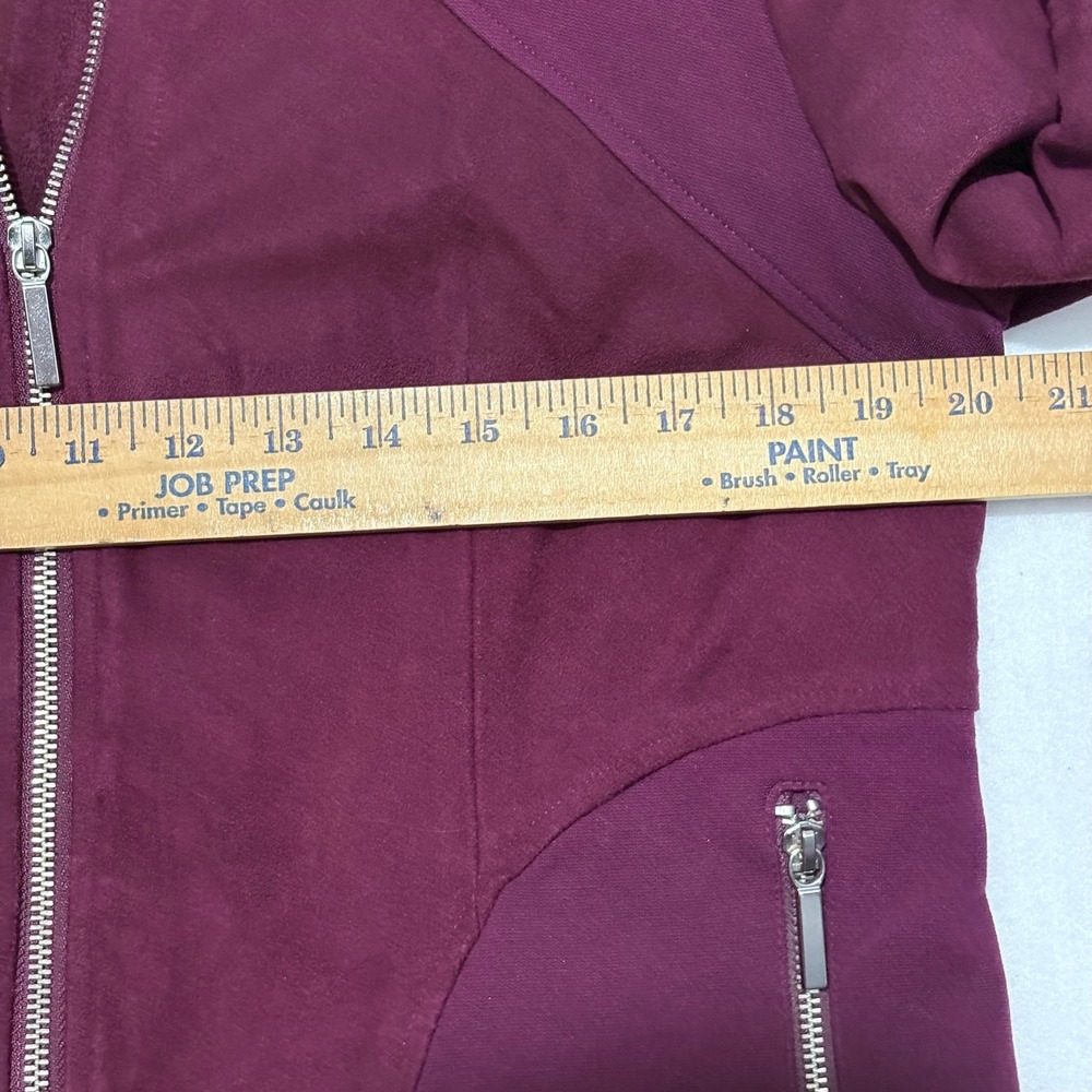 Chicos Faux Suede Mixed Media Moto Bomber Jacket Plum Purple Size 1 M - Picture 4 of 8
